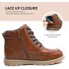 imageMIXIN Girls Boys Ankle Snow Boots Winter Casual Dress Shoes with Side Zipper for LittleBig KidsBrown