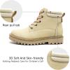 imageMIXIN Girls Boys Combat Hiking Snow Boots Waterproof NonSlip Fashion Work Ankle Boots with Lace Up Side Zipper for Little Big KidsBeige