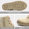 imageMIXIN Girls Boys Combat Hiking Snow Boots Waterproof NonSlip Fashion Work Ankle Boots with Lace Up Side Zipper for Little Big KidsBeige