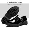 imageMIXIN Girls Mary Janes Chunky Platform School Uniform Dress Shoes Comfortable TStrap Loafers for LittleBig KidsBlack