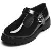 imageMIXIN Girls Mary Janes Chunky Platform School Uniform Dress Shoes Comfortable TStrap Loafers for LittleBig KidsBlack