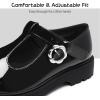 imageMIXIN Girls Mary Janes Chunky Platform School Uniform Dress Shoes Comfortable TStrap Loafers for LittleBig KidsBlack