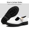 imageMIXIN Girls Mary Janes Chunky Platform School Uniform Dress Shoes Comfortable TStrap Loafers for LittleBig KidsWhite