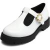 imageMIXIN Girls Mary Janes Chunky Platform School Uniform Dress Shoes Comfortable TStrap Loafers for LittleBig KidsWhite