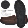 imageMIXIN Mens Moccasins Slippers Slip On House Shoes with Warm and Cozy Memory Foam Hard Sole Indoor OutdoorBrown