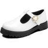 imageMIXIN Girls Mary Janes Chunky Platform School Uniform Dress Shoes Comfortable TStrap Loafers for LittleBig KidsWhite