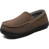imageMIXIN Mens Moccasin Slippers Memory Foam House Shoes IndoorOutdoor Warm Loafer Slippers Birthday Gifts for Men Dad HusbandBrown