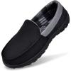 imageMIXIN Mens Moccasins Slippers Slip On House Shoes with Warm and Cozy Memory Foam Hard Sole Indoor OutdoorBlack Grey