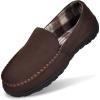 imageMIXIN Mens Moccasins Slippers Slip On House Shoes with Warm and Cozy Memory Foam Hard Sole Indoor OutdoorBrown