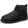 imageMIXIN Mens Winter Snow Boots Fuzzy Cozy Suede Leather Cold Weather Warm Outdoor Casual Ankle BootsBlack