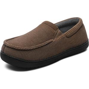 imageMIXIN Mens Moccasin Slippers Memory Foam House Shoes IndoorOutdoor Warm Loafer Slippers Birthday Gifts for Men Dad HusbandBrown