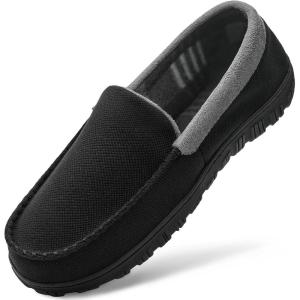 imageMIXIN Mens Moccasins Slippers Slip On House Shoes with Warm and Cozy Memory Foam Hard Sole Indoor OutdoorGrey Plaid