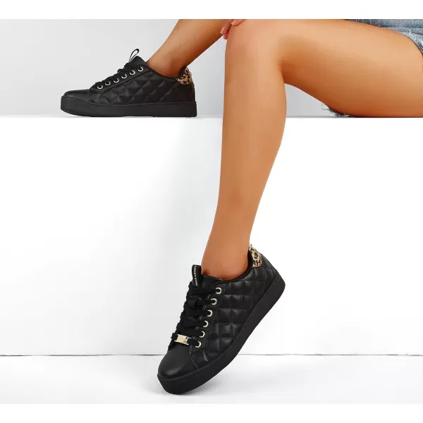 LUCKY STEP Women‘s Fashion Sneakers Classic Casual Tennis Lace up PU Leather Walking Shoes Comfortable Non Slip Sneakers
