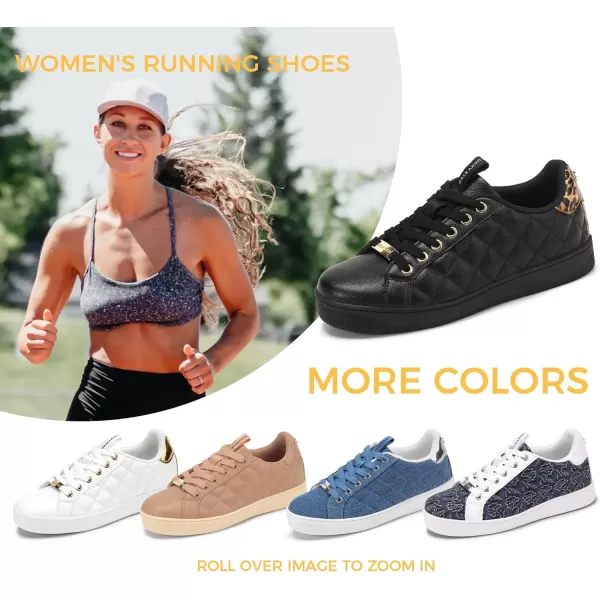 LUCKY STEP Women‘s Fashion Sneakers Classic Casual Tennis Lace up PU Leather Walking Shoes Comfortable Non Slip Sneakers