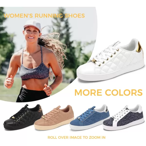 LUCKY STEP Women‘s Fashion Sneakers Classic Casual Tennis Lace up PU Leather Walking Shoes Comfortable Non Slip Sneakers