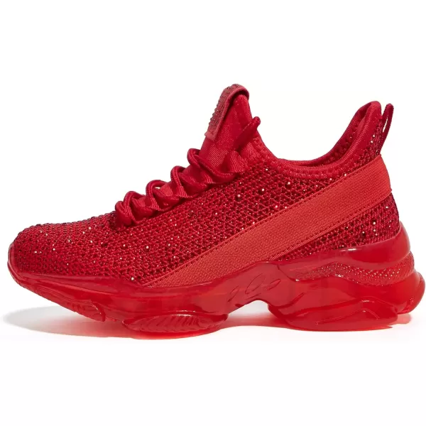 imageLUCKY STEP Girls Rhinestone Slip On Sneakers Kids Sparkly Lightweight Tennis School Knit Jelly Sole Glitter Walking Shoes ToddlerRed Rhinestone