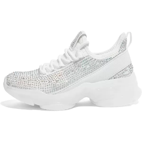 imageLUCKY STEP Girls Rhinestone Slip On Sneakers Kids Sparkly Lightweight Tennis School Knit Jelly Sole Glitter Walking Shoes ToddlerWhite Rhinestone