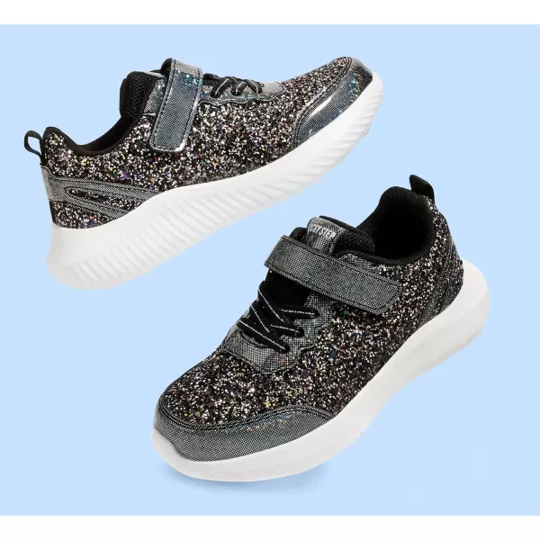 imageLUCKY STEP Kids Glitter Fashion Sneakers Sparkly Princess Tennis Bling Shiny Sequins Athletic Walking School Shoes for ChildrenBoysGirlsBlackRainbow