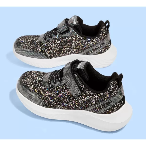 imageLUCKY STEP Kids Glitter Fashion Sneakers Sparkly Princess Tennis Bling Shiny Sequins Athletic Walking School Shoes for ChildrenBoysGirlsBlackRainbow