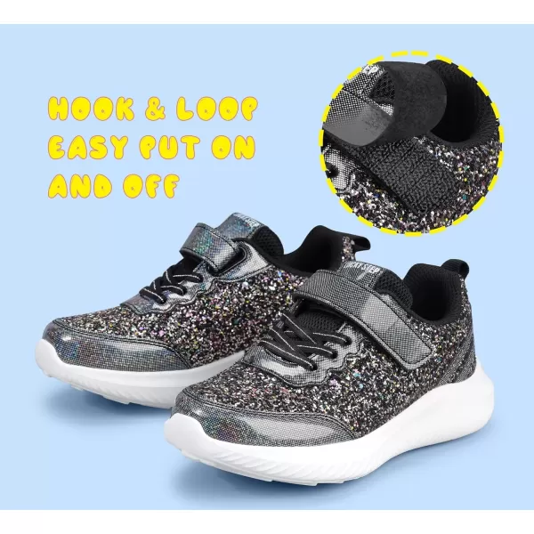 imageLUCKY STEP Kids Glitter Fashion Sneakers Sparkly Princess Tennis Bling Shiny Sequins Athletic Walking School Shoes for ChildrenBoysGirlsBlackRainbow