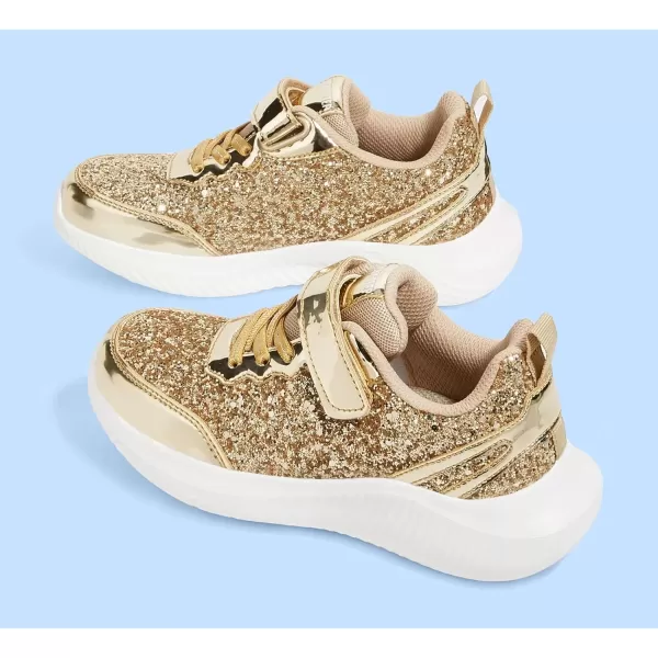 imageLUCKY STEP Kids Glitter Fashion Sneakers Sparkly Princess Tennis Bling Shiny Sequins Athletic Walking School Shoes for ChildrenBoysGirlsGold