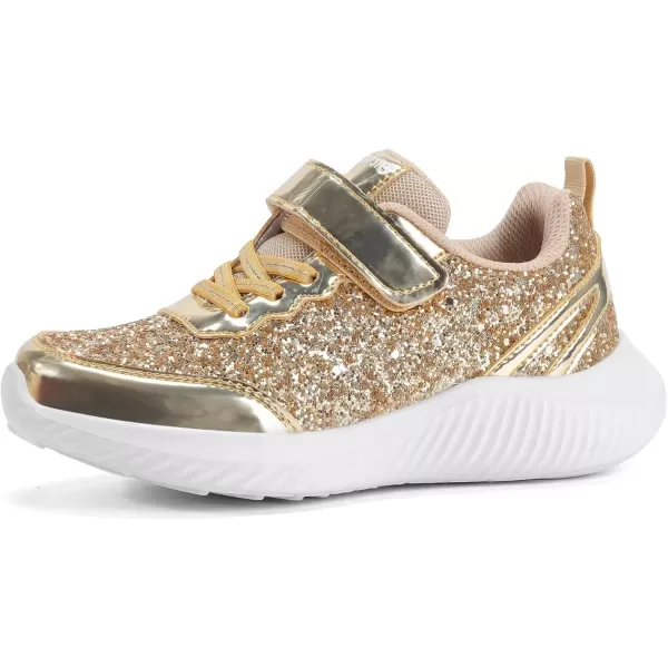 imageLUCKY STEP Kids Glitter Fashion Sneakers Sparkly Princess Tennis Bling Shiny Sequins Athletic Walking School Shoes for ChildrenBoysGirlsGold