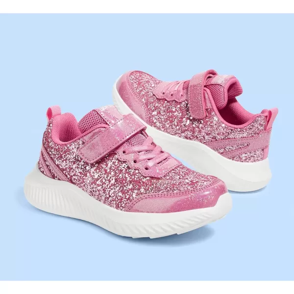imageLUCKY STEP Kids Glitter Fashion Sneakers Sparkly Princess Tennis Bling Shiny Sequins Athletic Walking School Shoes for ChildrenBoysGirlsHot Pink