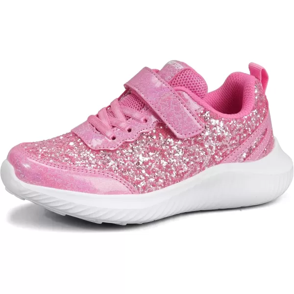 imageLUCKY STEP Kids Glitter Fashion Sneakers Sparkly Princess Tennis Bling Shiny Sequins Athletic Walking School Shoes for ChildrenBoysGirlsHot Pink