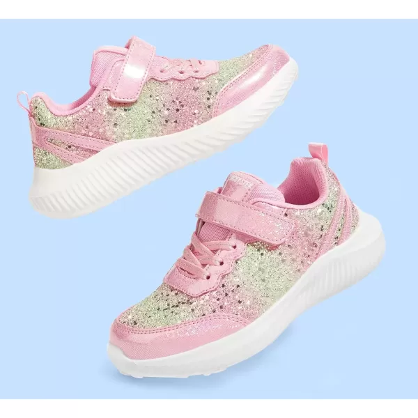 imageLUCKY STEP Kids Glitter Fashion Sneakers Sparkly Princess Tennis Bling Shiny Sequins Athletic Walking School Shoes for ChildrenBoysGirlsPink