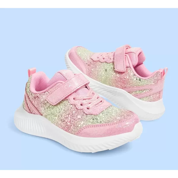 imageLUCKY STEP Kids Glitter Fashion Sneakers Sparkly Princess Tennis Bling Shiny Sequins Athletic Walking School Shoes for ChildrenBoysGirlsPink