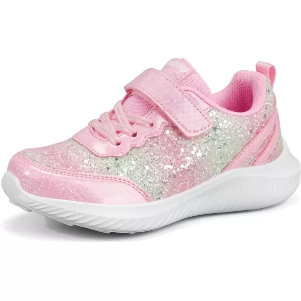 imageLUCKY STEP Kids Glitter Fashion Sneakers Sparkly Princess Tennis Bling Shiny Sequins Athletic Walking School Shoes for ChildrenBoysGirlsPink