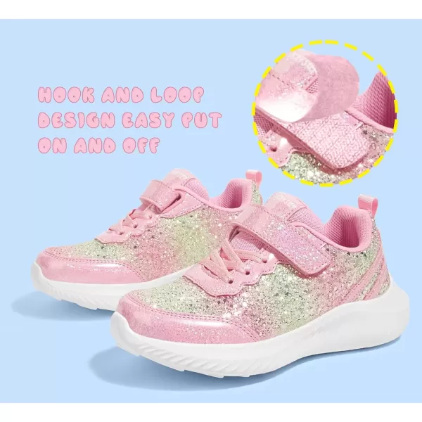 imageLUCKY STEP Kids Glitter Fashion Sneakers Sparkly Princess Tennis Bling Shiny Sequins Athletic Walking School Shoes for ChildrenBoysGirlsPink