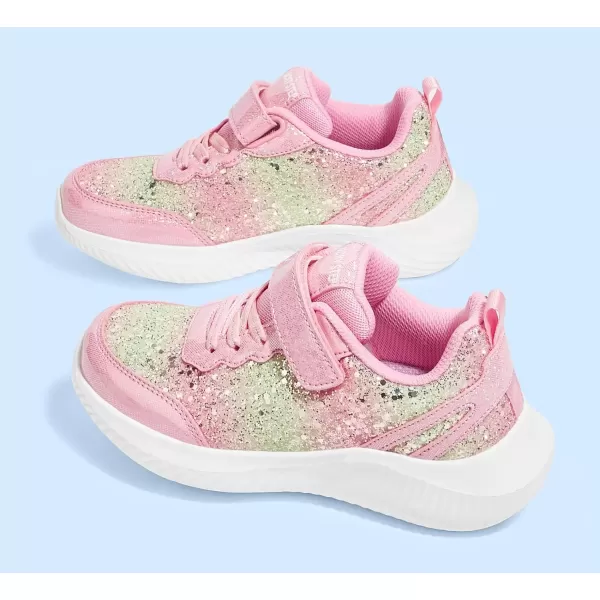 imageLUCKY STEP Kids Glitter Fashion Sneakers Sparkly Princess Tennis Bling Shiny Sequins Athletic Walking School Shoes for ChildrenBoysGirlsPink