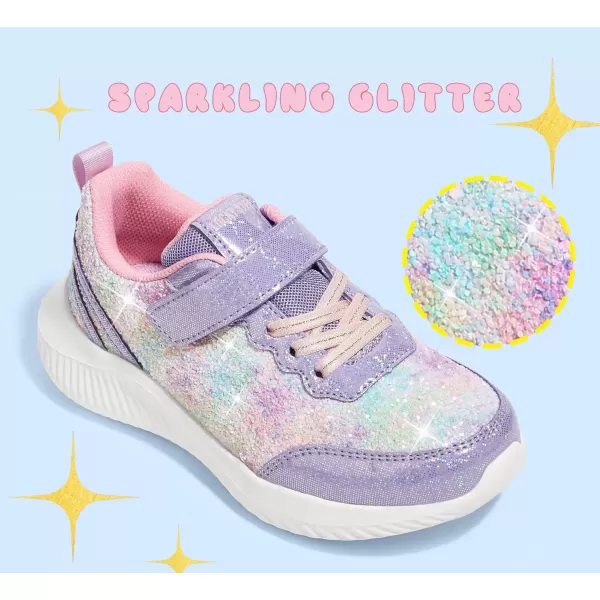 imageLUCKY STEP Kids Glitter Fashion Sneakers Sparkly Princess Tennis Bling Shiny Sequins Athletic Walking School Shoes for ChildrenBoysGirlsPurple