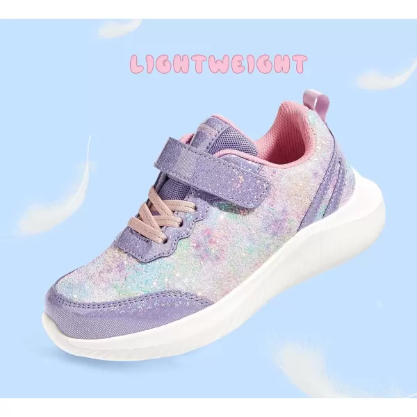 imageLUCKY STEP Kids Glitter Fashion Sneakers Sparkly Princess Tennis Bling Shiny Sequins Athletic Walking School Shoes for ChildrenBoysGirlsPurple