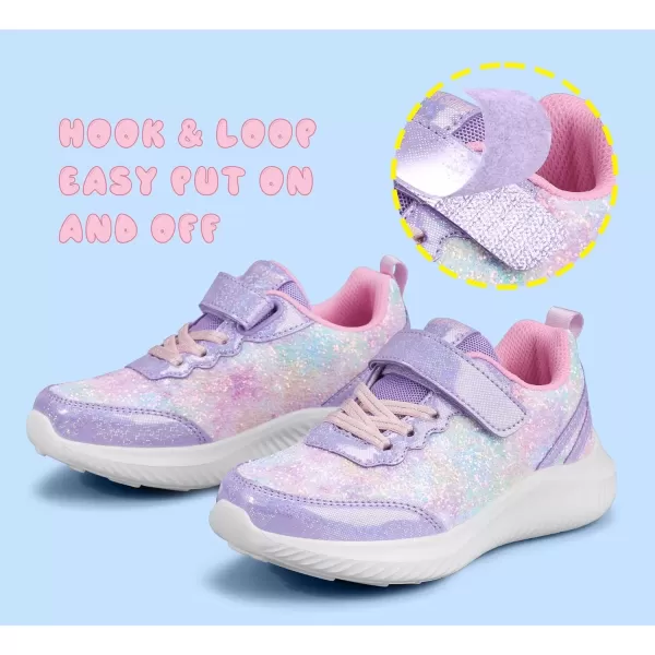 imageLUCKY STEP Kids Glitter Fashion Sneakers Sparkly Princess Tennis Bling Shiny Sequins Athletic Walking School Shoes for ChildrenBoysGirlsPurple
