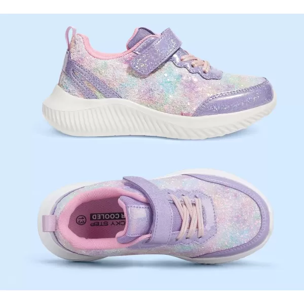 imageLUCKY STEP Kids Glitter Fashion Sneakers Sparkly Princess Tennis Bling Shiny Sequins Athletic Walking School Shoes for ChildrenBoysGirlsPurple
