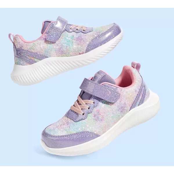 imageLUCKY STEP Kids Glitter Fashion Sneakers Sparkly Princess Tennis Bling Shiny Sequins Athletic Walking School Shoes for ChildrenBoysGirlsPurple