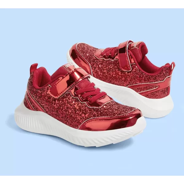 imageLUCKY STEP Kids Glitter Fashion Sneakers Sparkly Princess Tennis Bling Shiny Sequins Athletic Walking School Shoes for ChildrenBoysGirlsRed