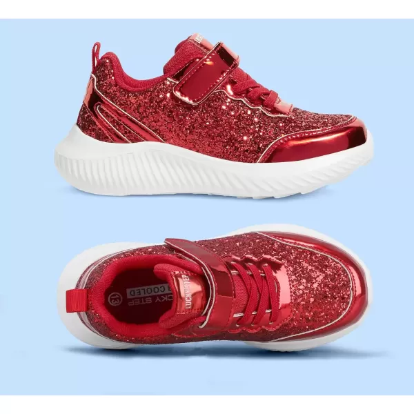 imageLUCKY STEP Kids Glitter Fashion Sneakers Sparkly Princess Tennis Bling Shiny Sequins Athletic Walking School Shoes for ChildrenBoysGirlsRed