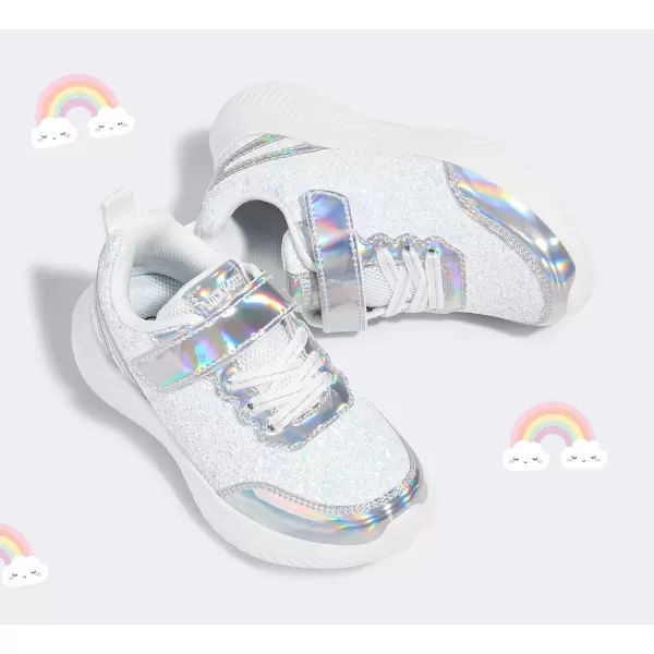 imageLUCKY STEP Kids Glitter Fashion Sneakers Sparkly Princess Tennis Bling Shiny Sequins Athletic Walking School Shoes for ChildrenBoysGirlsSilver