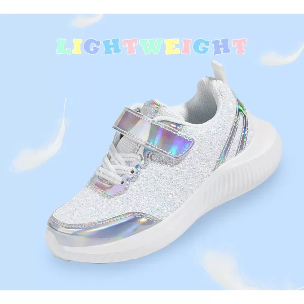 imageLUCKY STEP Kids Glitter Fashion Sneakers Sparkly Princess Tennis Bling Shiny Sequins Athletic Walking School Shoes for ChildrenBoysGirlsSilver