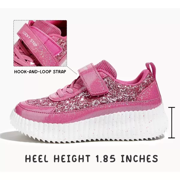 imageLUCKY STEP Kids Glitter Running Sneaker Sparkly Braided Shiny Bling Princess Shoes School Athletic Walking Shoes for ChildrenBoysGirlsHot Pink Glitter
