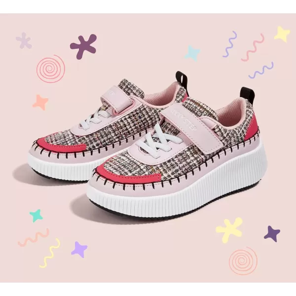 imageLUCKY STEP Kids Glitter Running Sneaker Sparkly Braided Shiny Bling Princess Shoes School Athletic Walking Shoes for ChildrenBoysGirlsPinkFushia