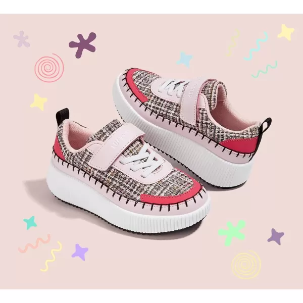 imageLUCKY STEP Kids Glitter Running Sneaker Sparkly Braided Shiny Bling Princess Shoes School Athletic Walking Shoes for ChildrenBoysGirlsPinkFushia