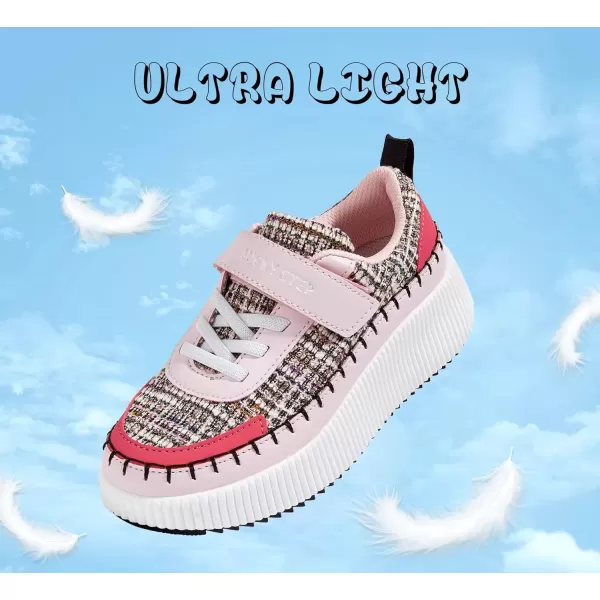 imageLUCKY STEP Kids Glitter Running Sneaker Sparkly Braided Shiny Bling Princess Shoes School Athletic Walking Shoes for ChildrenBoysGirlsPinkFushia