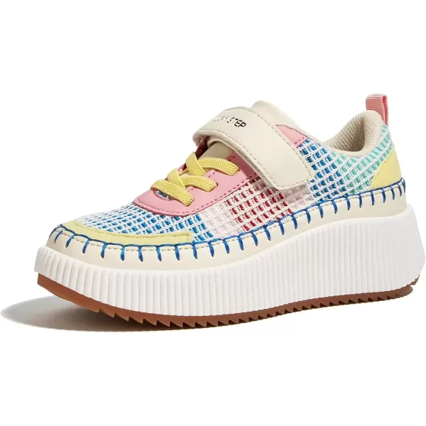 imageLUCKY STEP Kids Glitter Running Sneaker Sparkly Braided Shiny Bling Princess Shoes School Athletic Walking Shoes for ChildrenBoysGirlsPinkYellow Multi Knit