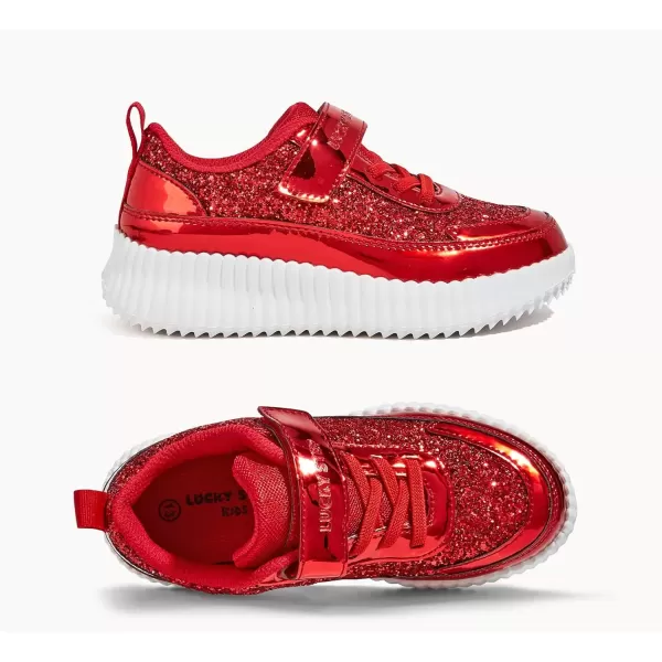 imageLUCKY STEP Kids Glitter Running Sneaker Sparkly Braided Shiny Bling Princess Shoes School Athletic Walking Shoes for ChildrenBoysGirlsRed Glitter
