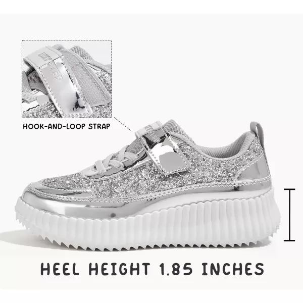imageLUCKY STEP Kids Glitter Running Sneaker Sparkly Braided Shiny Bling Princess Shoes School Athletic Walking Shoes for ChildrenBoysGirlsSilver Glitter