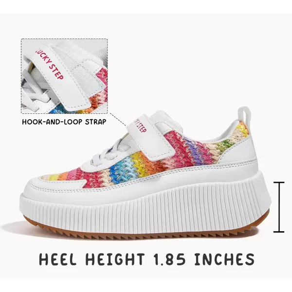 imageLUCKY STEP Kids Glitter Running Sneaker Sparkly Braided Shiny Bling Princess Shoes School Athletic Walking Shoes for ChildrenBoysGirlsWhiteRainbow